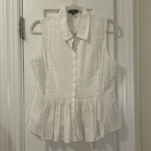 Theory Sleeveless Tuxedo-Style Button Down